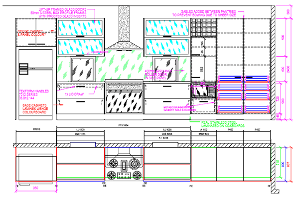 Sample kitchen plan - two dimensional with elevation