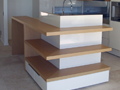 Custom 2pak island bench with veneer shelving