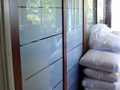 Jarrah Sliding Doors with Sandblasted Glass